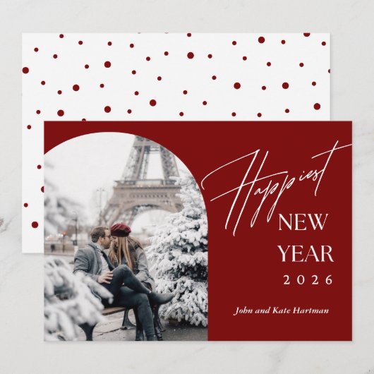 Carte Photo d'arc Bonne Année (Devant / Derrière)