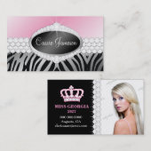 Carte photo d'argent de zèbre d'emblème de bonheur (Devant / Derrière)