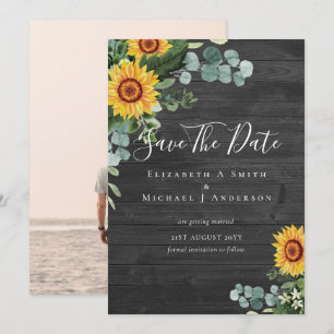 Carte Photo Date de sauvegarde Tournesols rustiques Verd