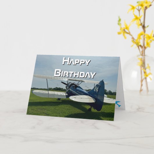 Carte Photo d'avion, Cool Aviation Pilote Anniversaire (Fleur jaune)
