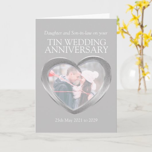 Carte photo de 10 ans de mariage en étain (Fleur jaune)