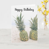 Carte Photo de 2 ananas sur une plage (Fleur jaune)