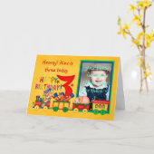 carte photo de 3e anniversaire avec train de jouet (Fleur jaune)