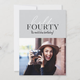 Carte Photo de 40e anniversaire avec écriture moderne & 