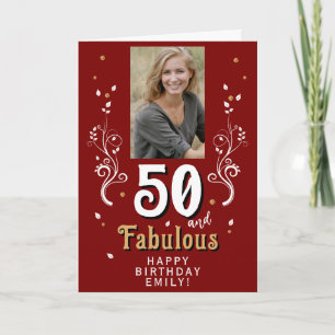 Carte Photo de 50 ans et feuillage fabuleux pour 50e ann