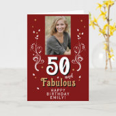 Carte Photo de 50 ans et feuillage fabuleux pour 50e ann (Fleur jaune)