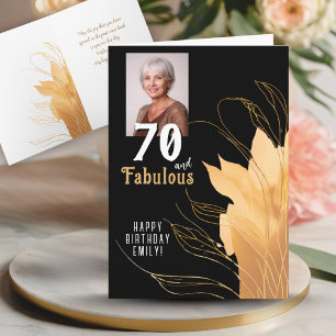 Carte Photo de 70 ans et fabuleux avec feuillage doré po