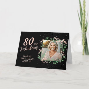 Carte Photo de 80 ans élégant et fabuleux Fleur 80e Anni