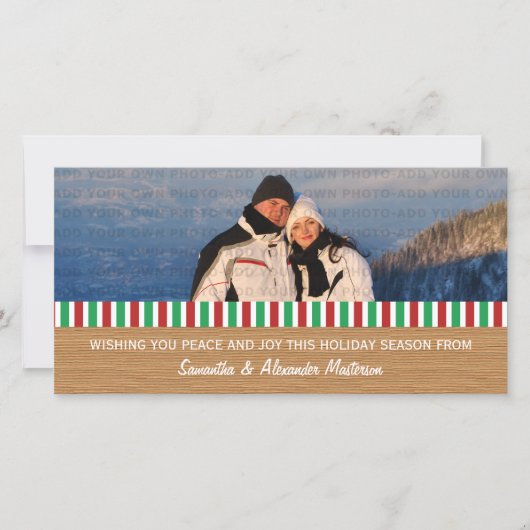 Carte Photo de Bandes Rustique Rouge/Vert (Devant)