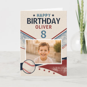 Carte Photo de baseball pour garçon anniversaire Nom et