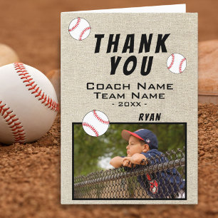 Carte photo de baseball rustique Merci Coach