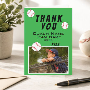 Carte photo de baseball verte Merci Coach