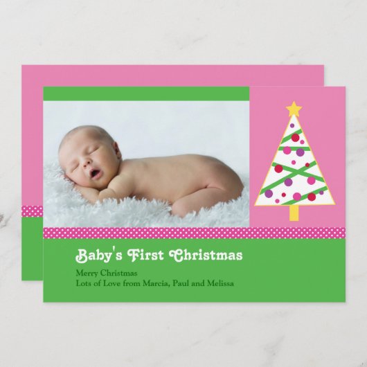 Carte photo de bébé de Noël (Devant / Derrière)