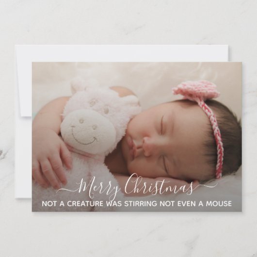 Carte Photo de bébé endormi Phrase de Noël (Devant)
