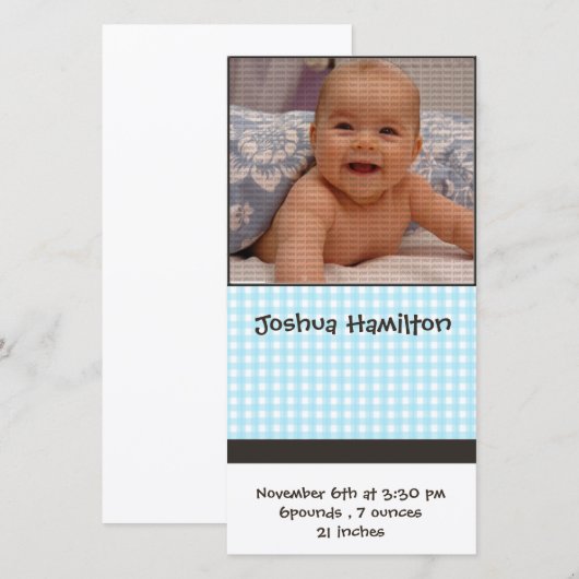 carte photo de bébé faire-part (Devant / Derrière)