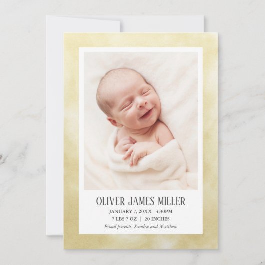 Carte photo de bébé jaune (Devant)