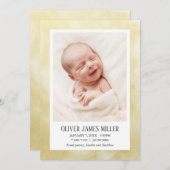 Carte photo de bébé jaune (Devant / Derrière)