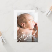 Carte Photo de bébé personnalisée Joyful Script naissanc (Devant/Arrière en situation)