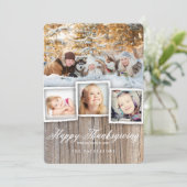 Carte photo de Bon thanksgiving de bois rustique (Debout devant)