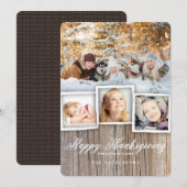 Carte photo de Bon thanksgiving de bois rustique (Devant / Derrière)