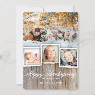 Carte photo de Bon thanksgiving de bois rustique