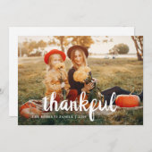 carte photo de bon thanksgiving de script blanc (Devant / Derrière)
