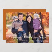 Carte photo de Bon thanksgiving de script blanc (Devant / Derrière)