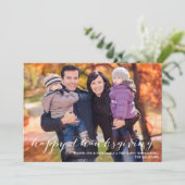 Carte photo de Bon thanksgiving de script blanc (Debout devant)