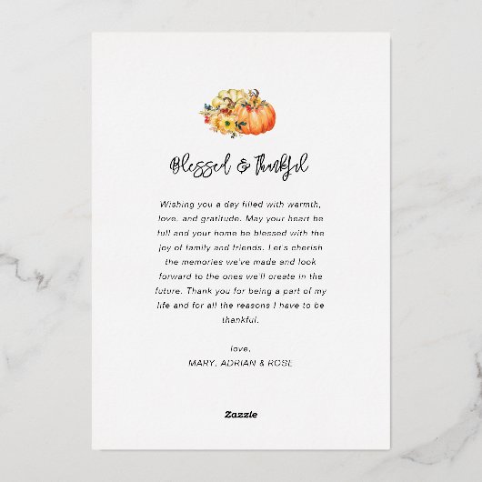 Carte photo de bon thanksgiving de script de feuil (Verso)