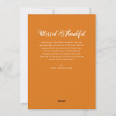 Carte photo de bon thanksgiving de script orange m (Dos)