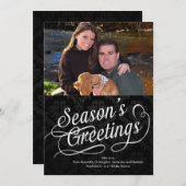 Carte photo de Bonnes Fêtes de script noir/blanc (Devant / Derrière)