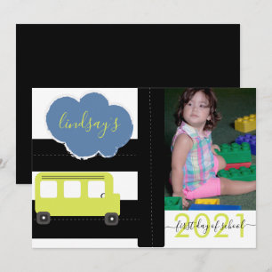 Carte photo de bus pour le premier jour d'école