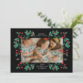 Carte photo de cadre de Noël floral classique (Debout devant)