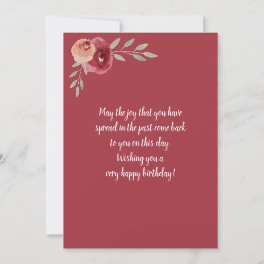 Carte Photo de chat à la rose aquarelle rouge 70e annive (Dos)