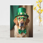 Carte photo de chien pour la Saint-Patrick (Fleur jaune)