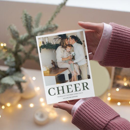 Carte Photo de Christma | Cheer vert | Holiday