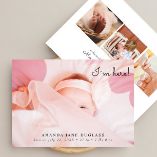 Carte Photo de Collage Birth Announcement