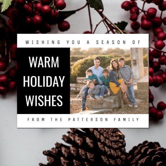 Carte photo de congés géométriques gras| Noir