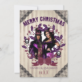 Carte photo de couronne de Noël gothique