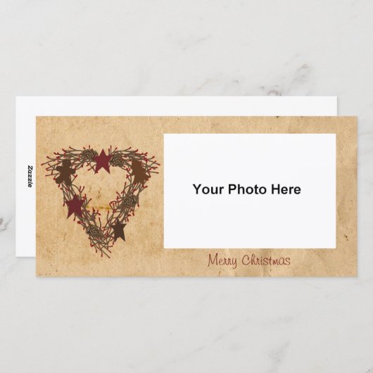 Carte photo de couronnes de vacances primitives (Devant / Derrière)