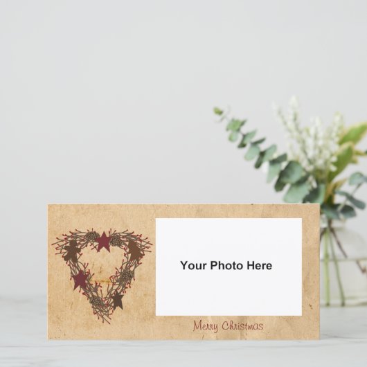 Carte photo de couronnes de vacances primitives (Debout devant)