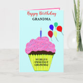 Carte PHOTO de Cupcake rose pour l'anniversaire de grand (Devant)