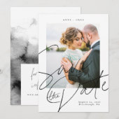 Carte photo de date de sauvegarde noir et blanc sc (Devant / Derrière)