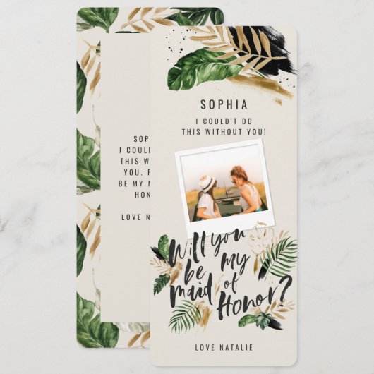 Carte Photo de demoiselle d'honneur tropicale abstraite (Devant / Derrière)