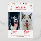 Carte photo de deux chiens Rose Gold Foil Méchant (Recto)