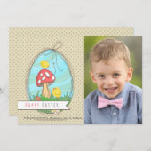 Carte photo de deux poussins de Pâques (Devant / Derrière)