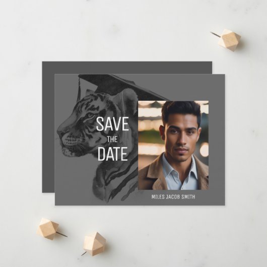 Carte photo de Faire-part de diplôme unique (Devant/Arrière en situation)