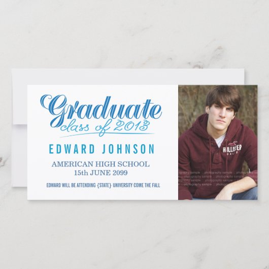 Carte photo de Faire-part de diplômes Blue 2013 (Devant)