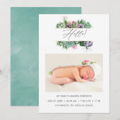 Carte photo de Faire-part de naissance de couleur  (Devant / Derrière)