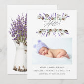 Carte photo de Faire-part de naissance de lavande (Devant / Derrière)
